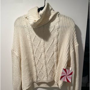 Large Crop Turtle Neck Sweater